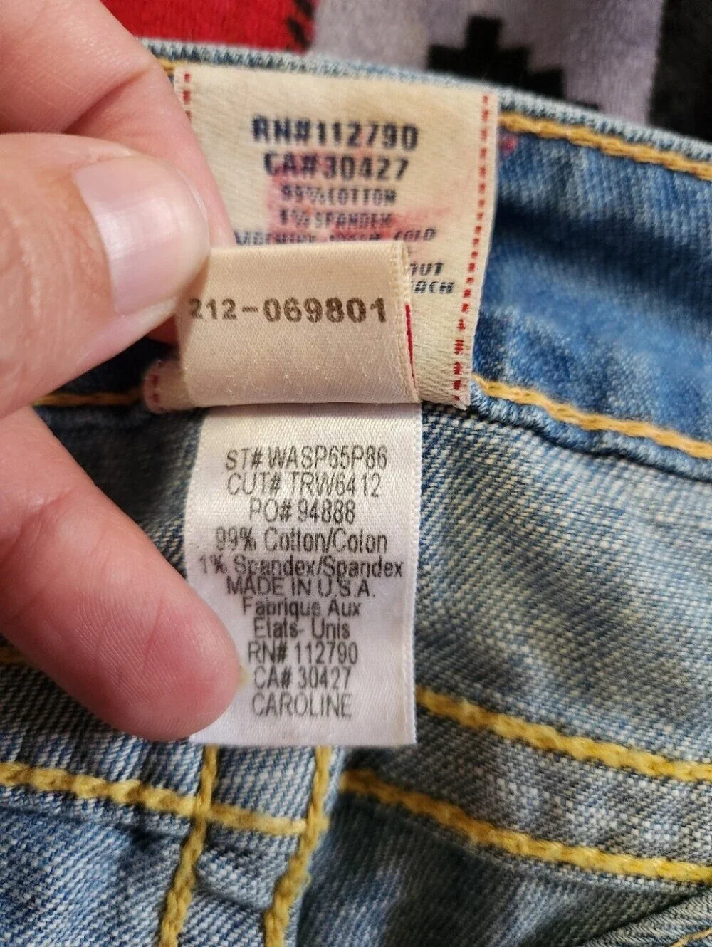 True Religion Y2K Caroline Lady Godiva Patch Low Rise Flare Jeans 26 Premium! - Picture 10 of 11